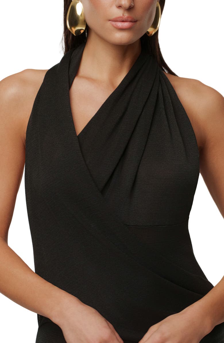 JLUXLABEL Miranda Draped Asymmetric Halter Neck Dress, Alternate, color, Black