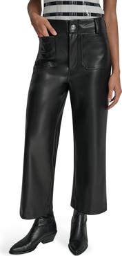 DKNY Jeans Crop Wide Leg Faux Leather Pants
