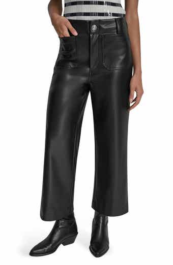 DKNY Jeans Crop Wide Leg Faux Leather Pants