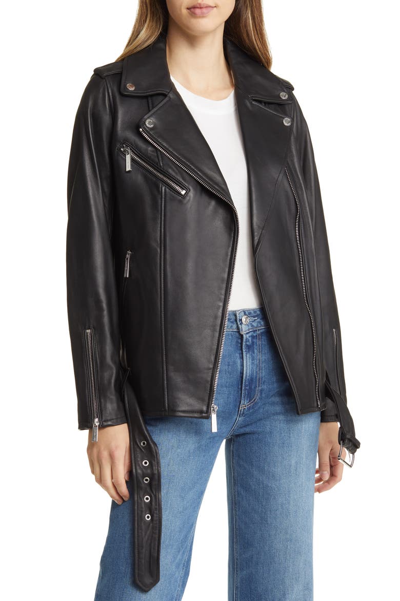 Oversize Moto Jacket, Main, color, BLACK