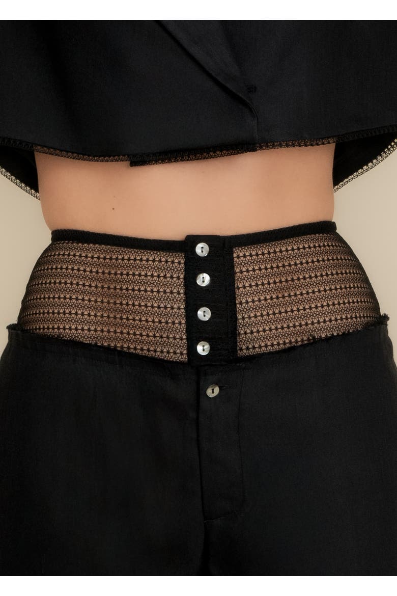 Laissez High-Waisted Stretch Linen Short, Alternate, color, Black