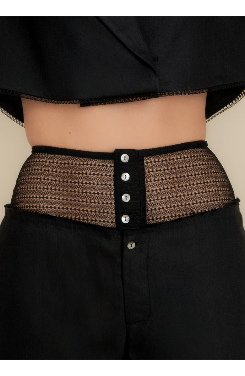 Contessa Mills Laissez High-Waisted Stretch Linen Short, Alternate, color, Black