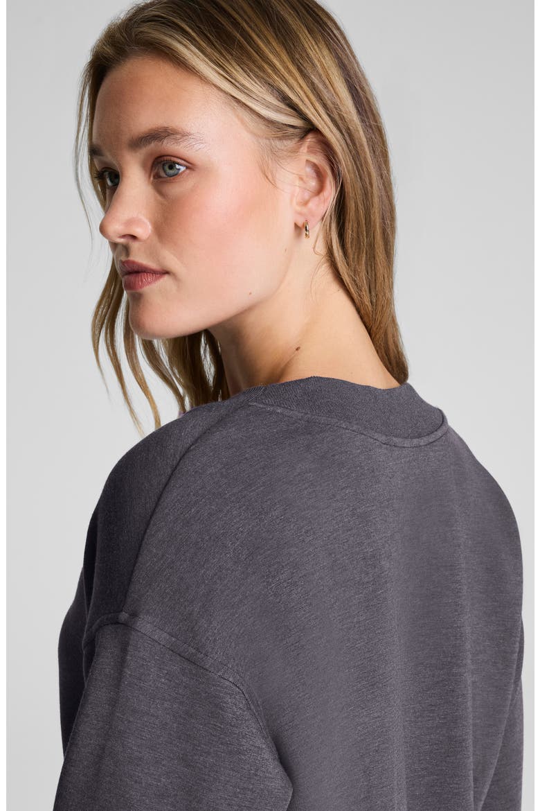 AirEssentials® Brushed V-Neck Tunic Sweatshirt, Alternate, color, HEATHER STORM