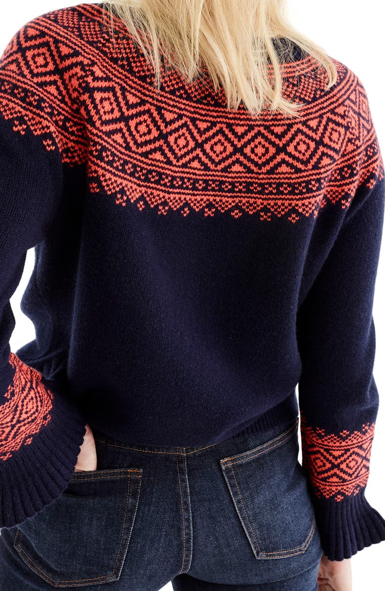 J.Crew Fair Isle Ruffle Sleeve Sweater, Alternate, color,