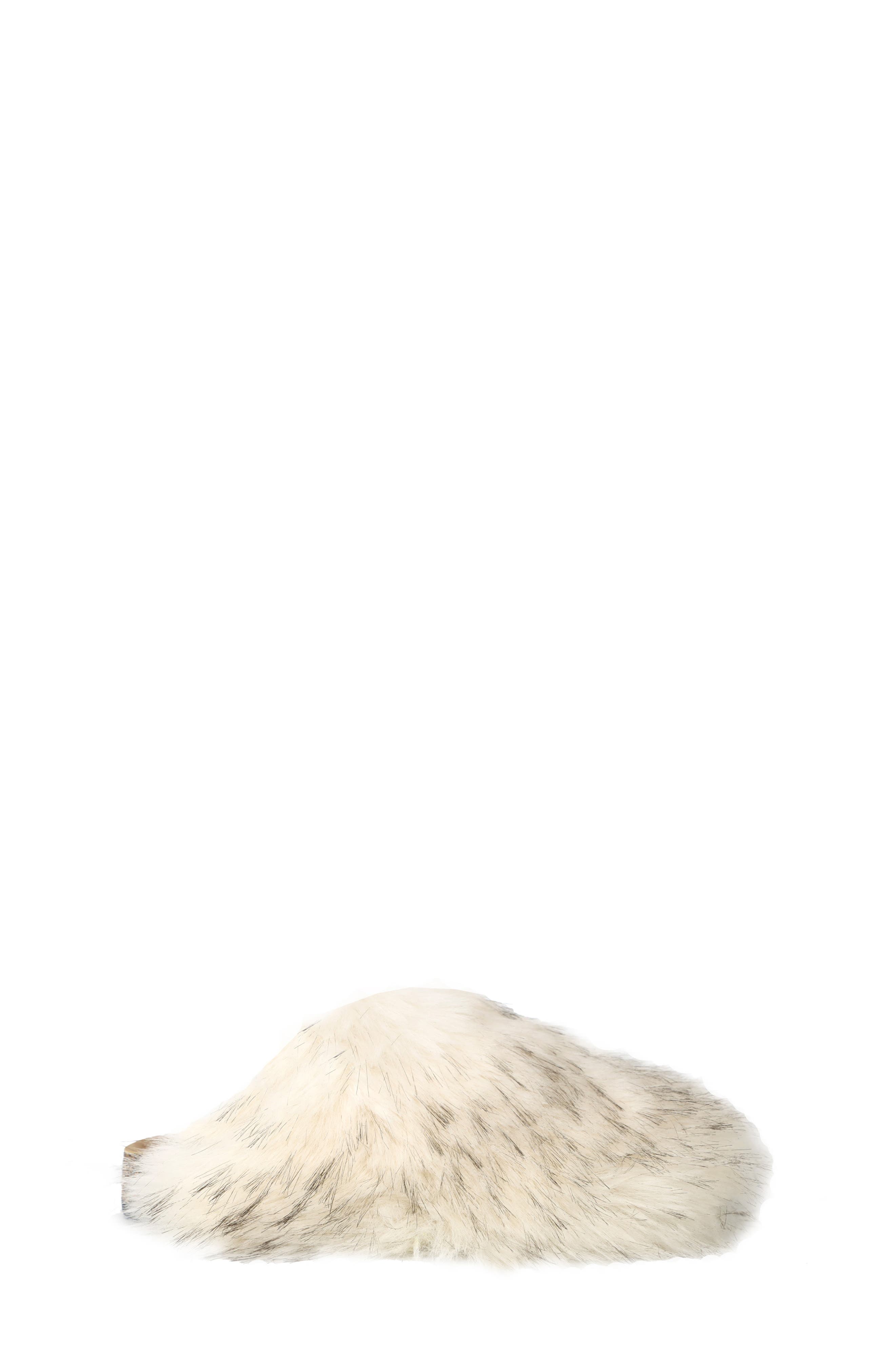 Kids' Lorena Faux Fur Slide, Alternate, color, CREAM