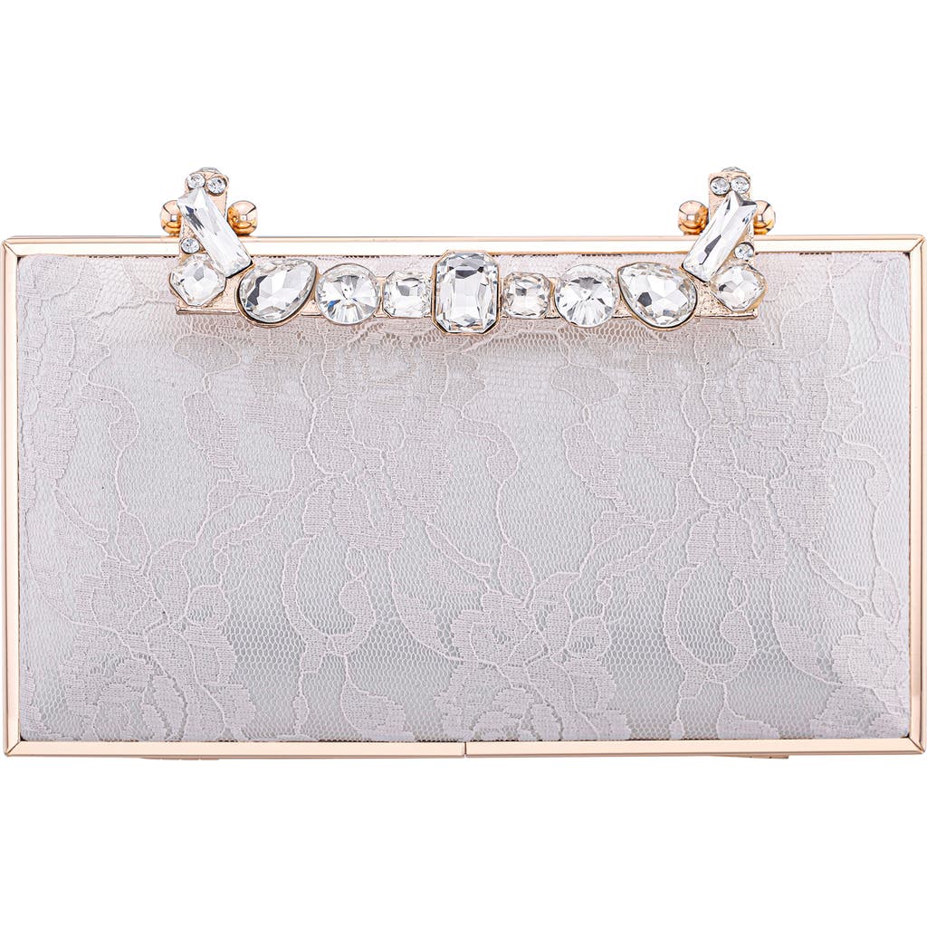 Nina Boujee Crystal Lace Clutch In Metallic