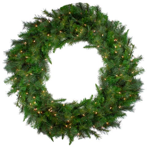 Real Touch️ Pre-lit Canyon Pine Artificial Christmas Wreath - 60" - Clear Led Lights