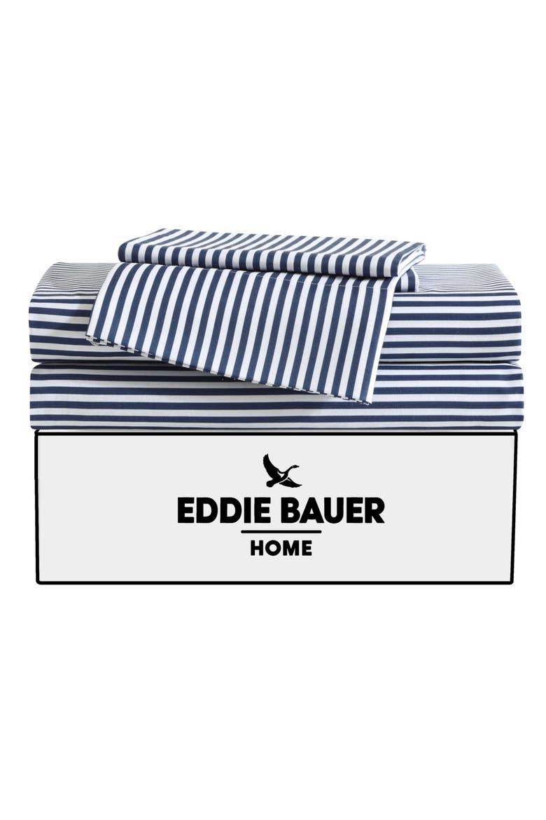 Vivid Stripe Microfiber Sheet Set, Alternate, color, WHITE/ MOON BLUE