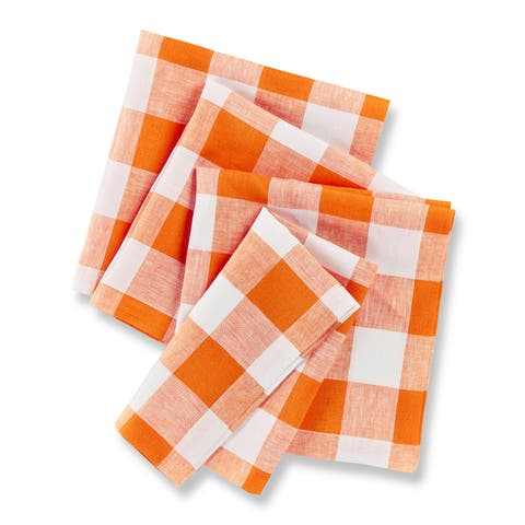 Linen Dinner Napkins - Buffalo Check, 20" x 20" Inch