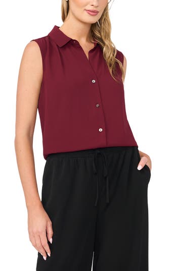 Halogen ® Extended Shoulder Sleeveless Top In Burgundy