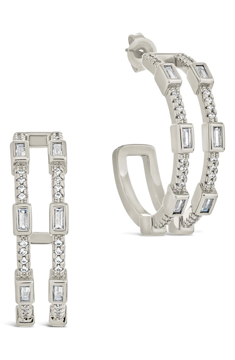 Sterling Forever Neah Cubic Zirconia Hoop Earrings, Main, color, Silver