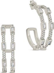 Sterling Forever Neah Cubic Zirconia Hoop Earrings