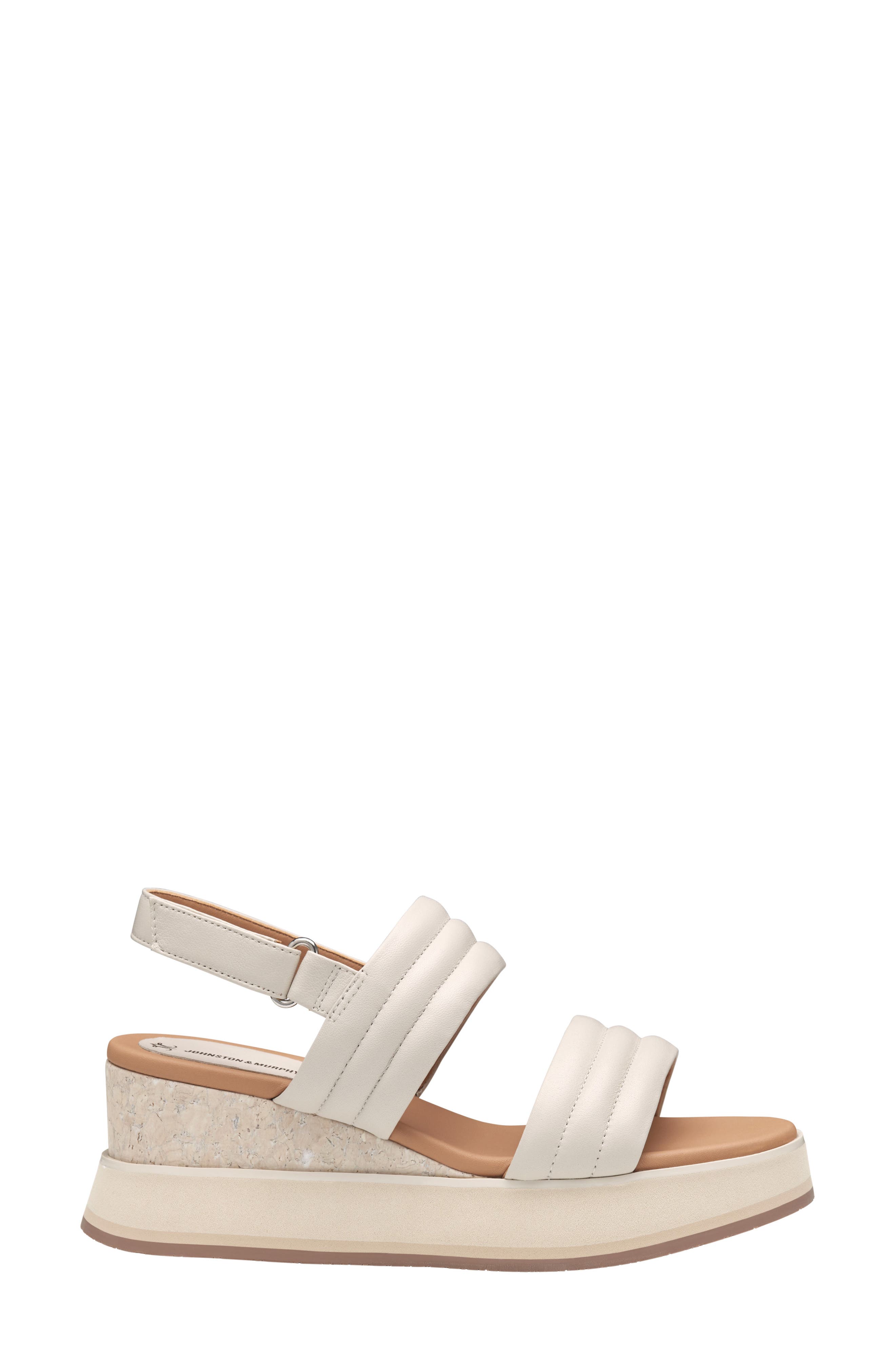 Johnston & Murphy Colleen Wedge Sandal, Alternate, color, Bone Glove Leather