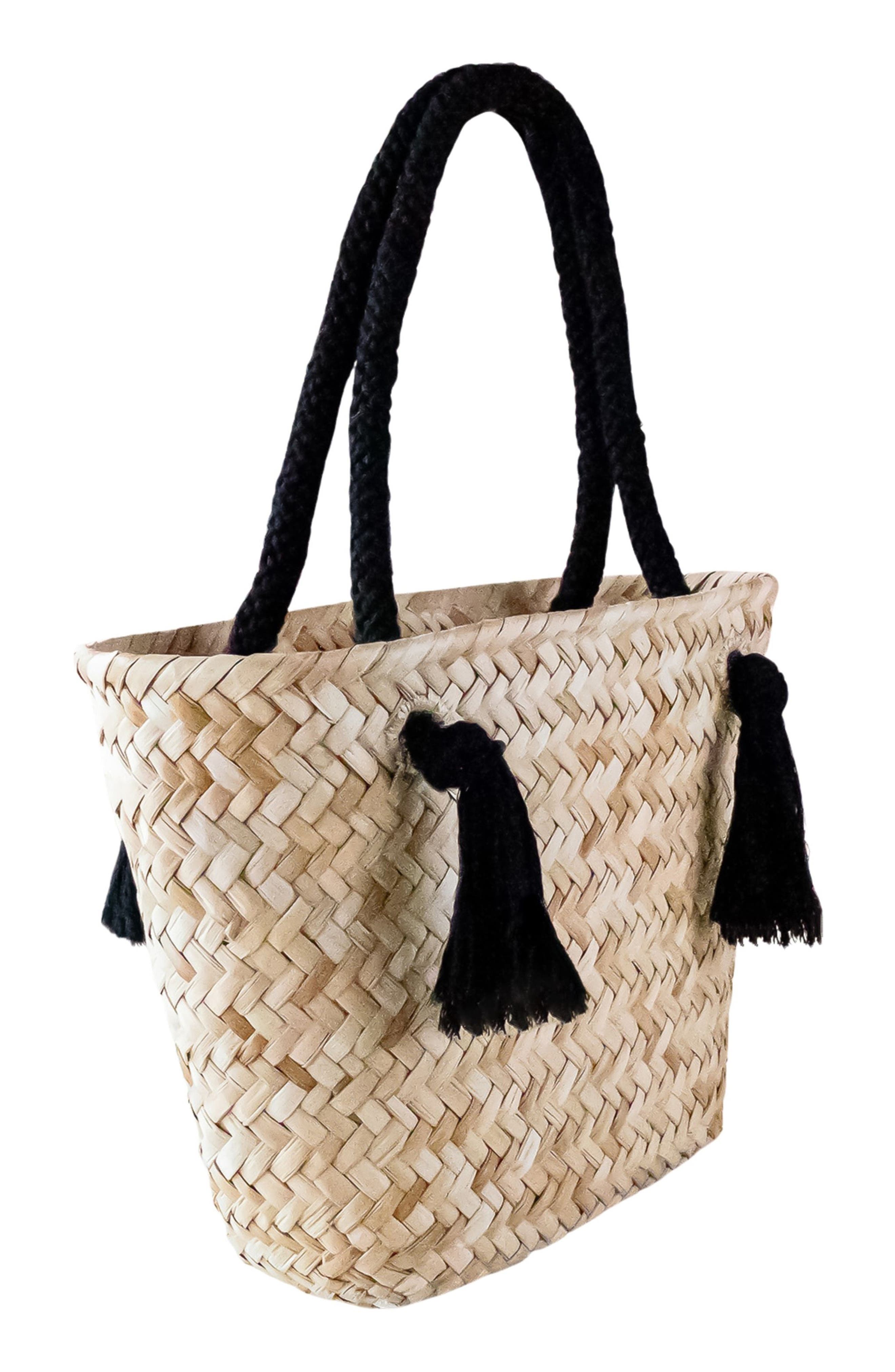 LIKHA Seagrass Large Tote Bag, Alternate, color, Black