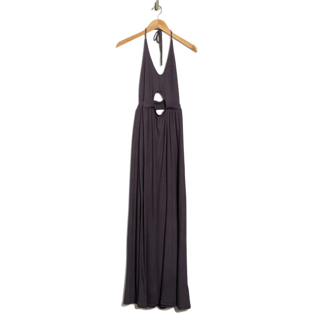 Go Couture Keyhole Halter Jersey Midi Dress In Blue