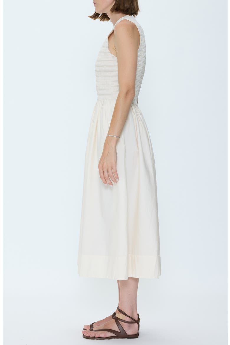 Gladys Smocked Midi Dress, Alternate, color, OYSTER SHELL