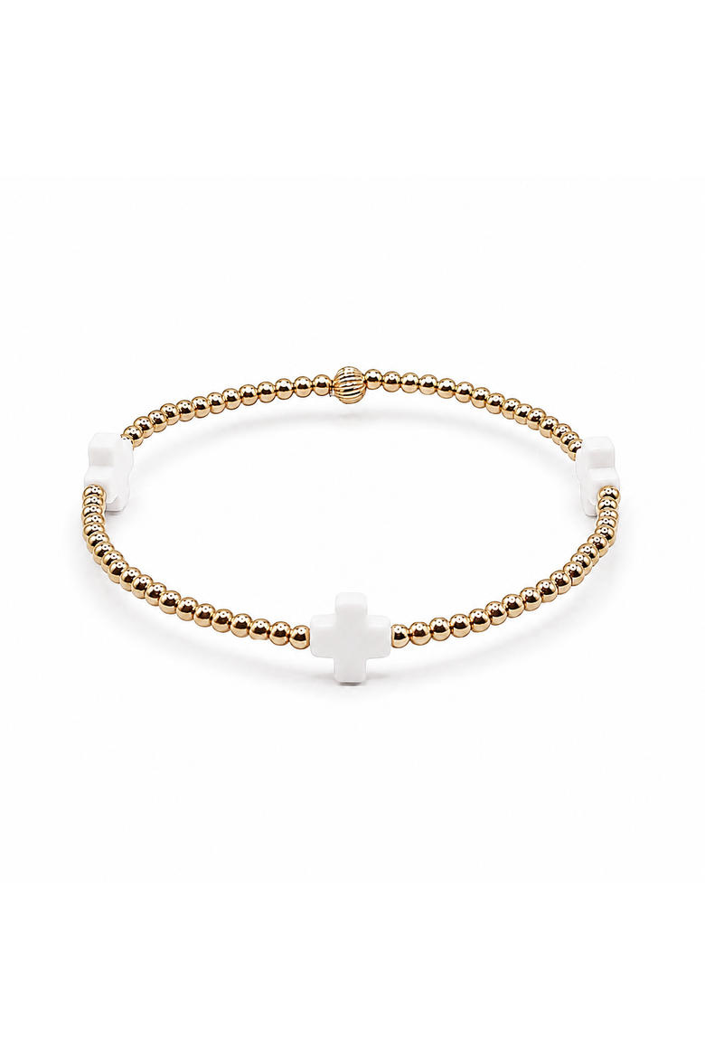 Halo White Cross Bracelet, Main, color, White