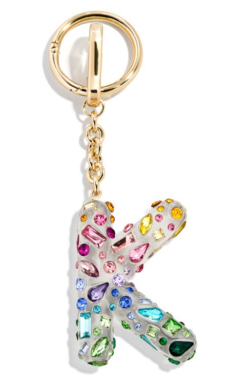 Crystal Initial Key Ring Bag Charm