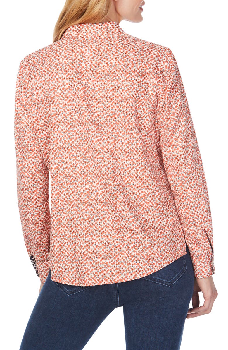 Foxcroft Ditsy Autumn Floral Wrinkle-Free Sateen Shirt, Alternate, color, 