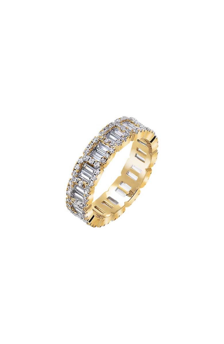 BY ADINA EDEN CZ Baguette X Round Illusion Eternity Band Ring, Main, color, Gold