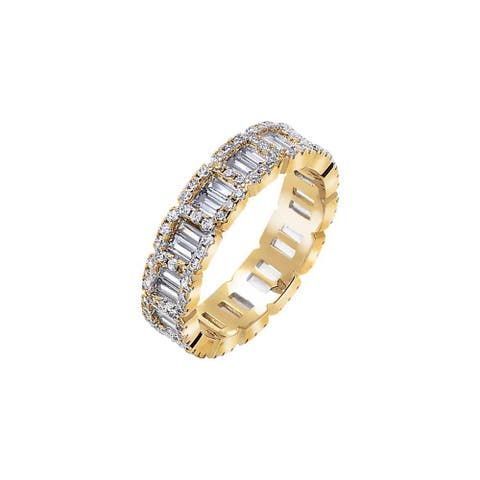 CZ Baguette X Round Illusion Eternity Band Ring