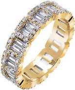 BY ADINA EDEN CZ Baguette X Round Illusion Eternity Band Ring