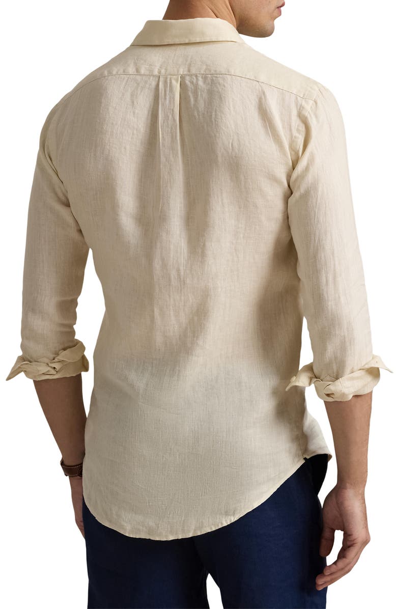 Polo Ralph Lauren Classic Fit Solid Tan Linen Button-Down Shirt, Alternate, color, 