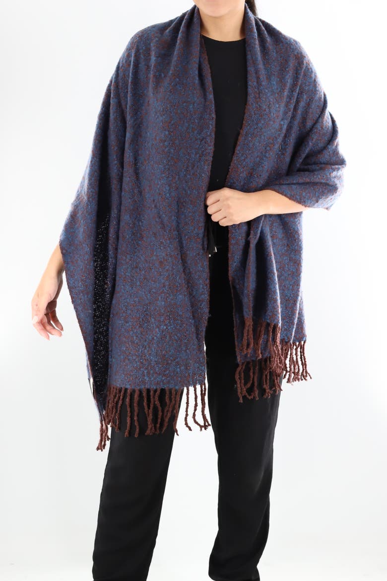 Plush Scarf with Fringe, Alternate, color, Sapphire/Topaz