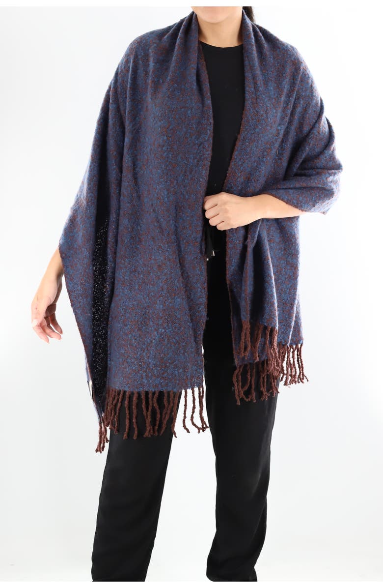 La Fiorentina Plush Scarf with Fringe, Alternate, color, Sapphire/Topaz