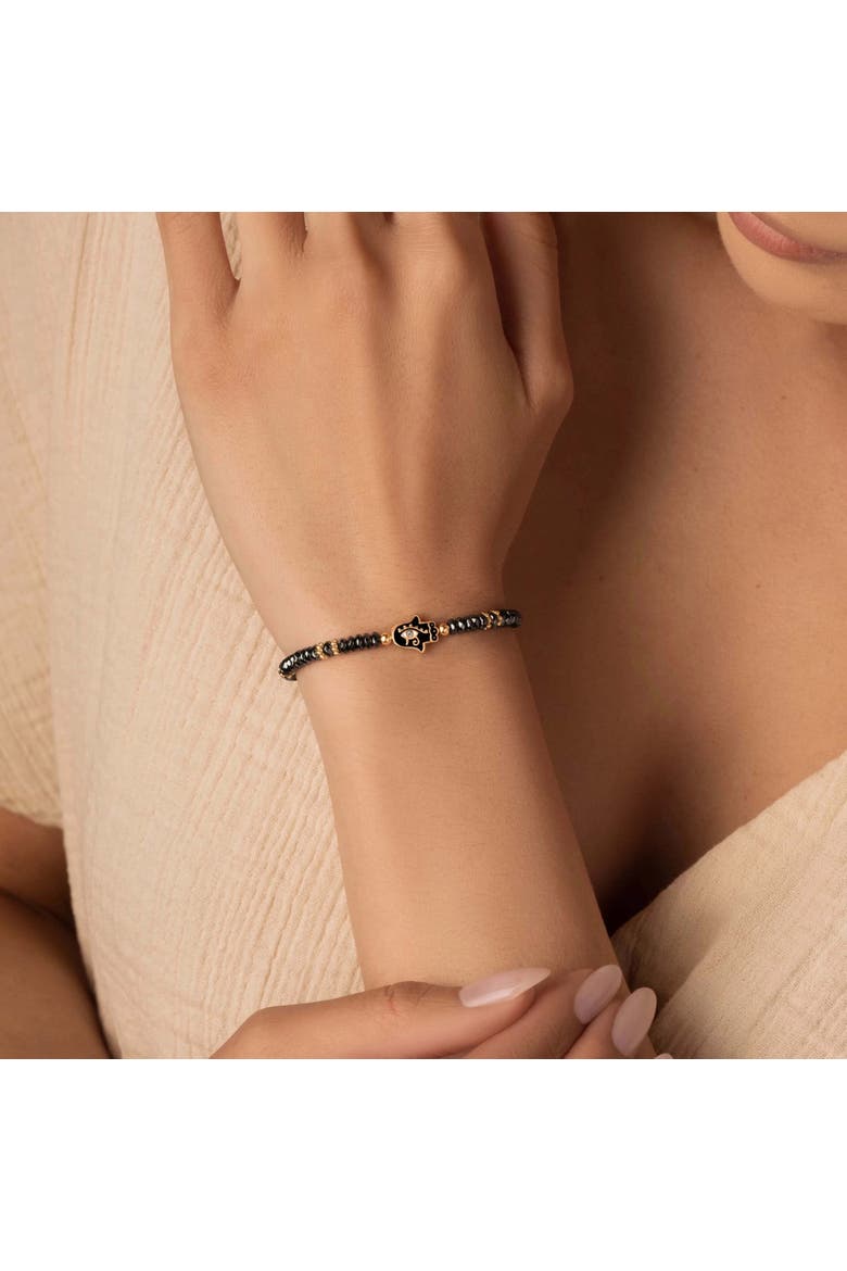 Eye of Horus Hamsa Hematite Women's Beaded Bracelet - Intuitive Guardian, Alternate, color, Black/gold