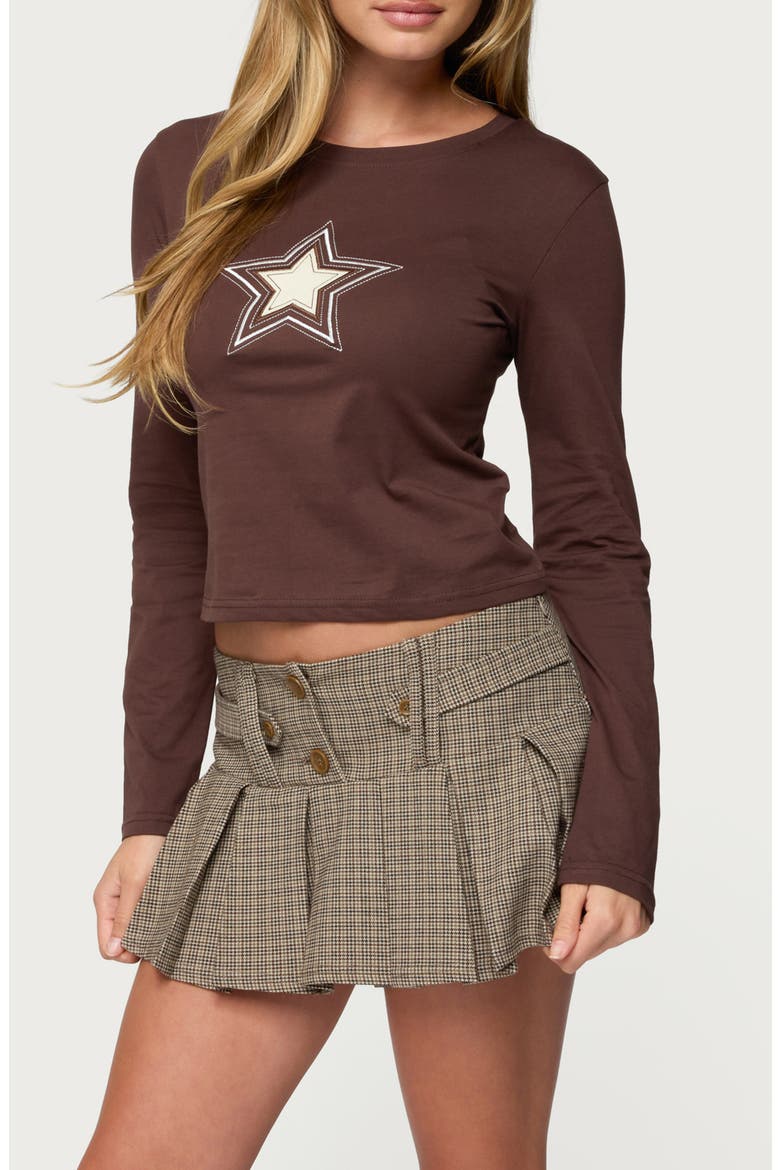 Starlett Long Sleeve Cotton T-Shirt, Alternate, color, BROWN