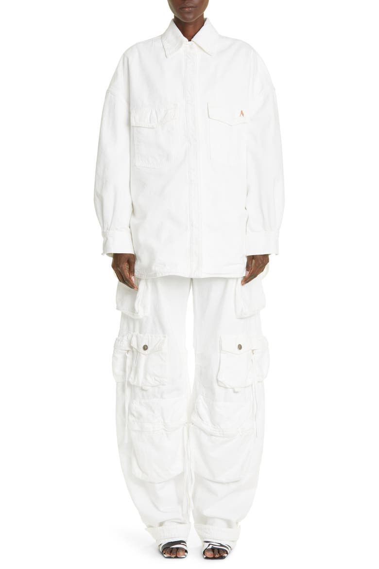 Fern Denim Low Rise Denim Cargo Pants, Alternate, color, WHITE
