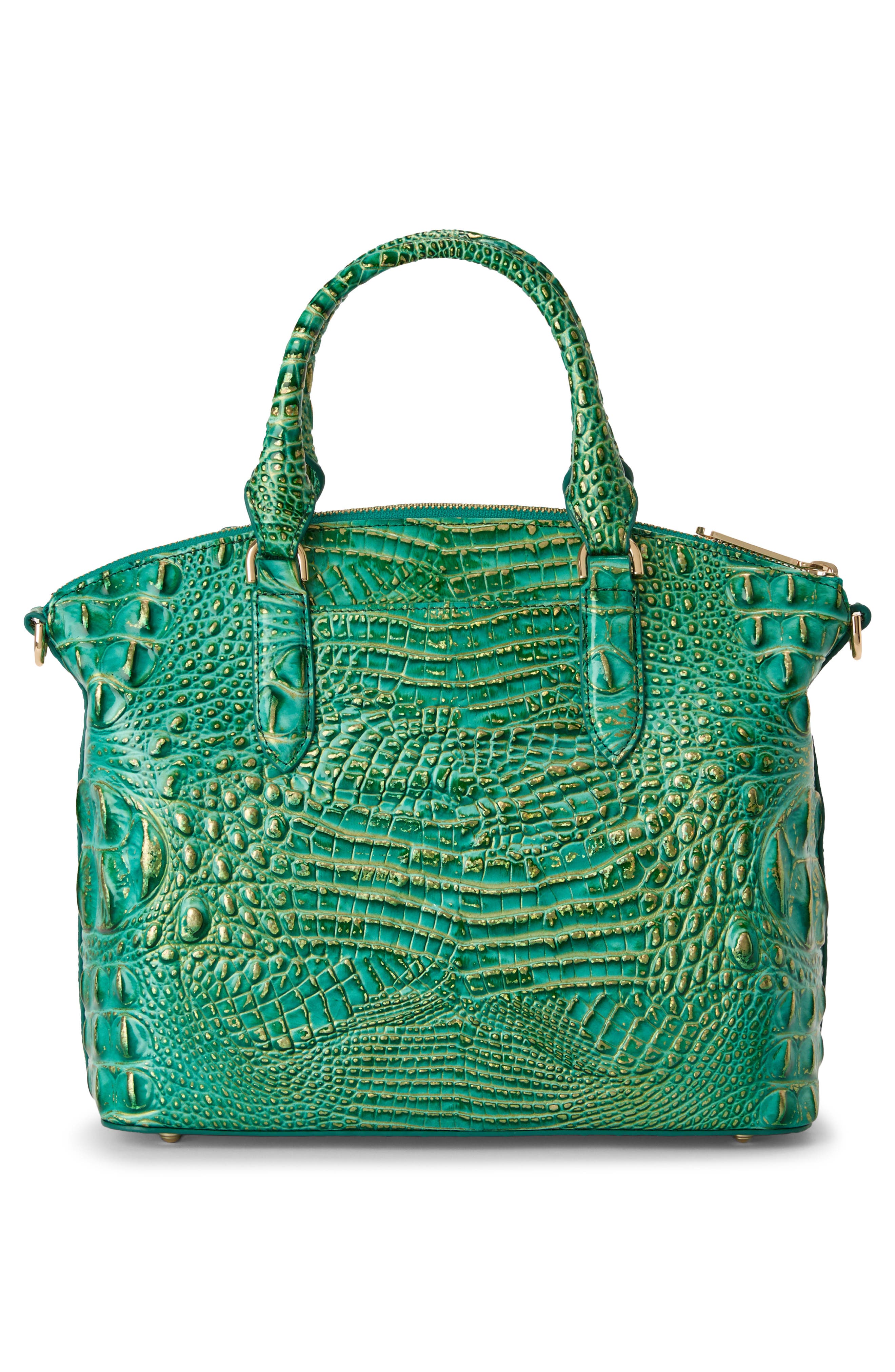 Large Duxbury Croc Embossed Leather Satchel, Alternate, color, JUNGLE JEWEL