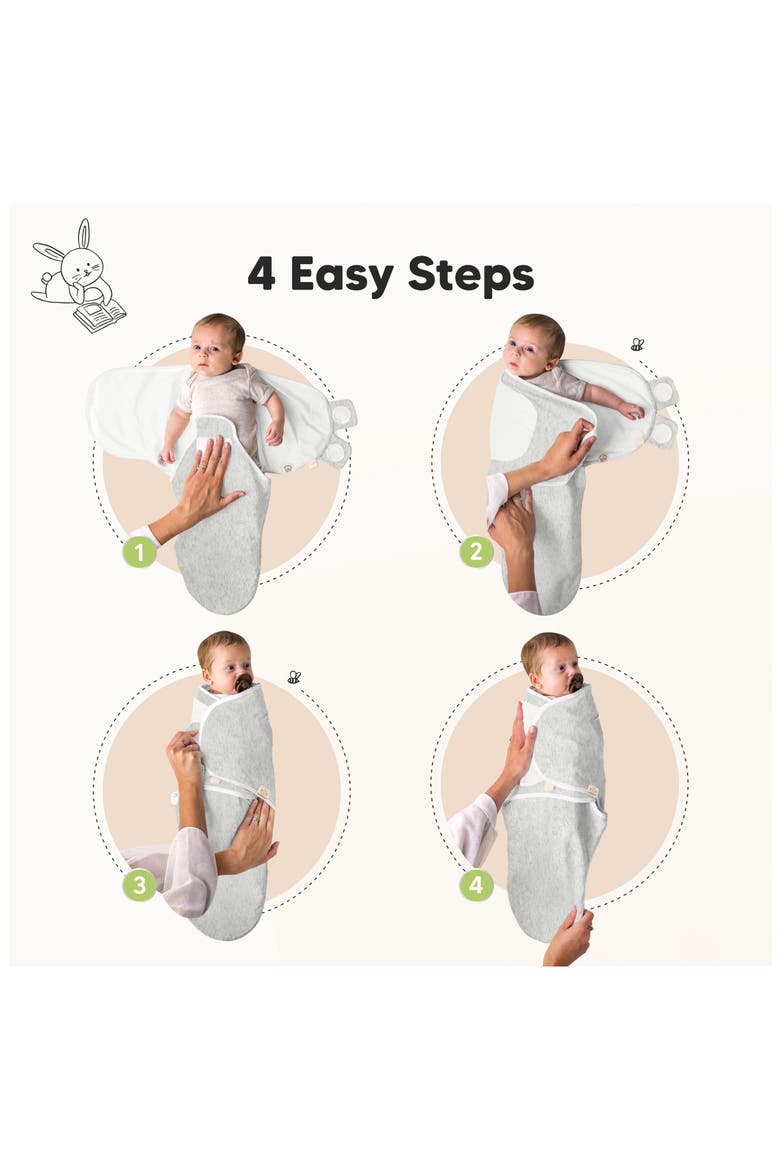 3-Pack Soothe Swaddle Wraps with Knot Hats, Alternate, color, Aspire