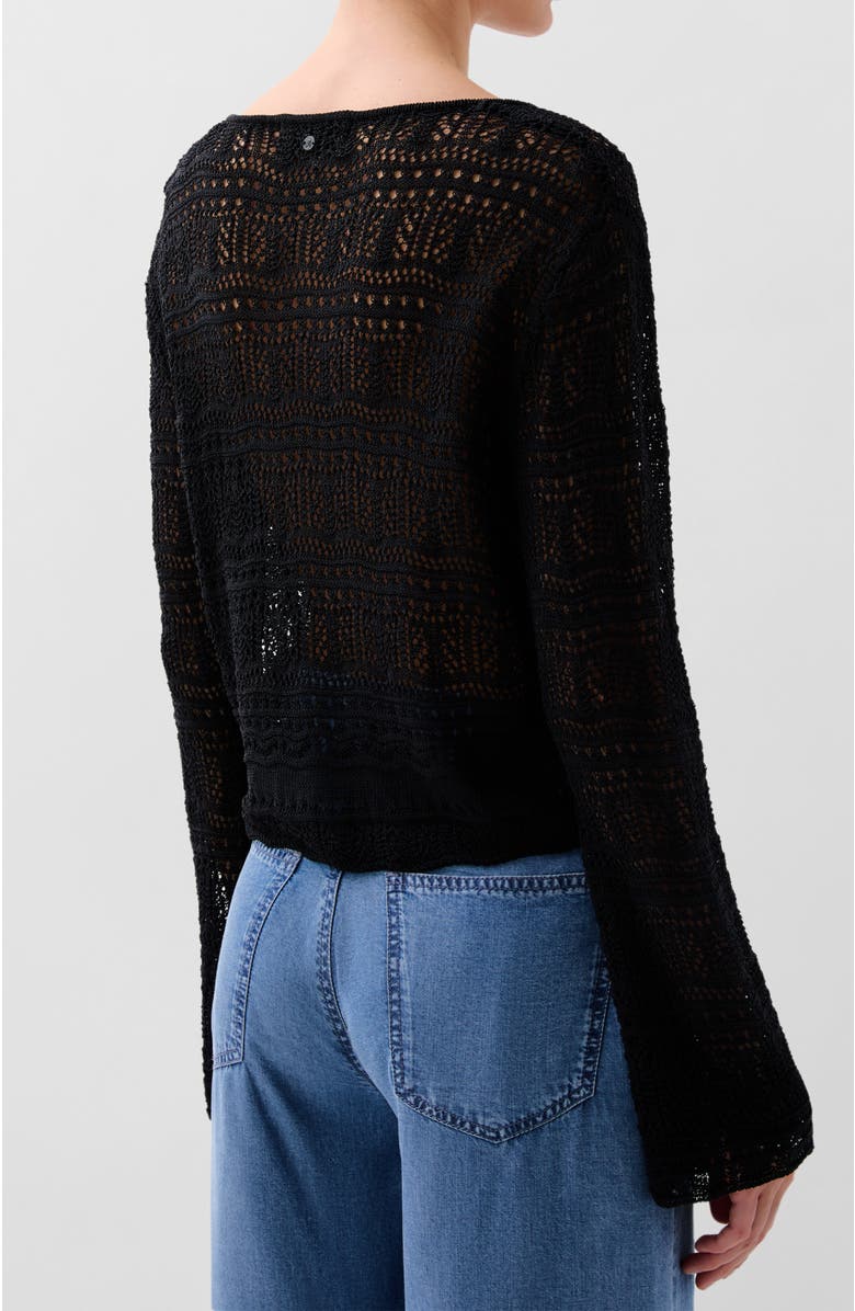 Scalpers Front Pointelle Jumper, Alternate, color, Black