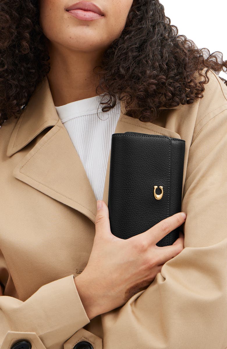 COACH Essential Polished Pebble Leather Trifold Wallet, Alternate, color,