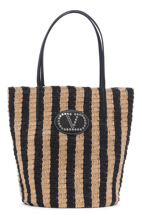 VLOGO Signature Crochet Raffia Tote