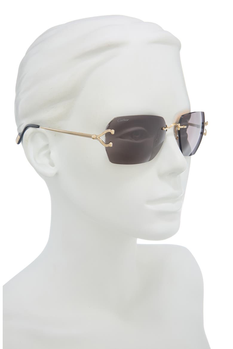 59mm Frameless Rectangular Sunglasses, Alternate, color, GOLD