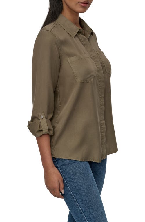 Dkny Jeans Tencel® Lyocell Chambray Button-up Shirt In Green