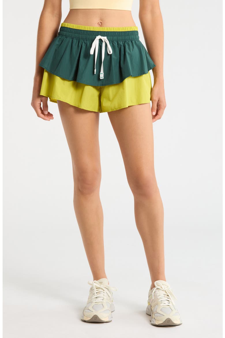 FP Movement Flex It High Rise Tiered Shorts, Main, color, EVERGREEN COMBO