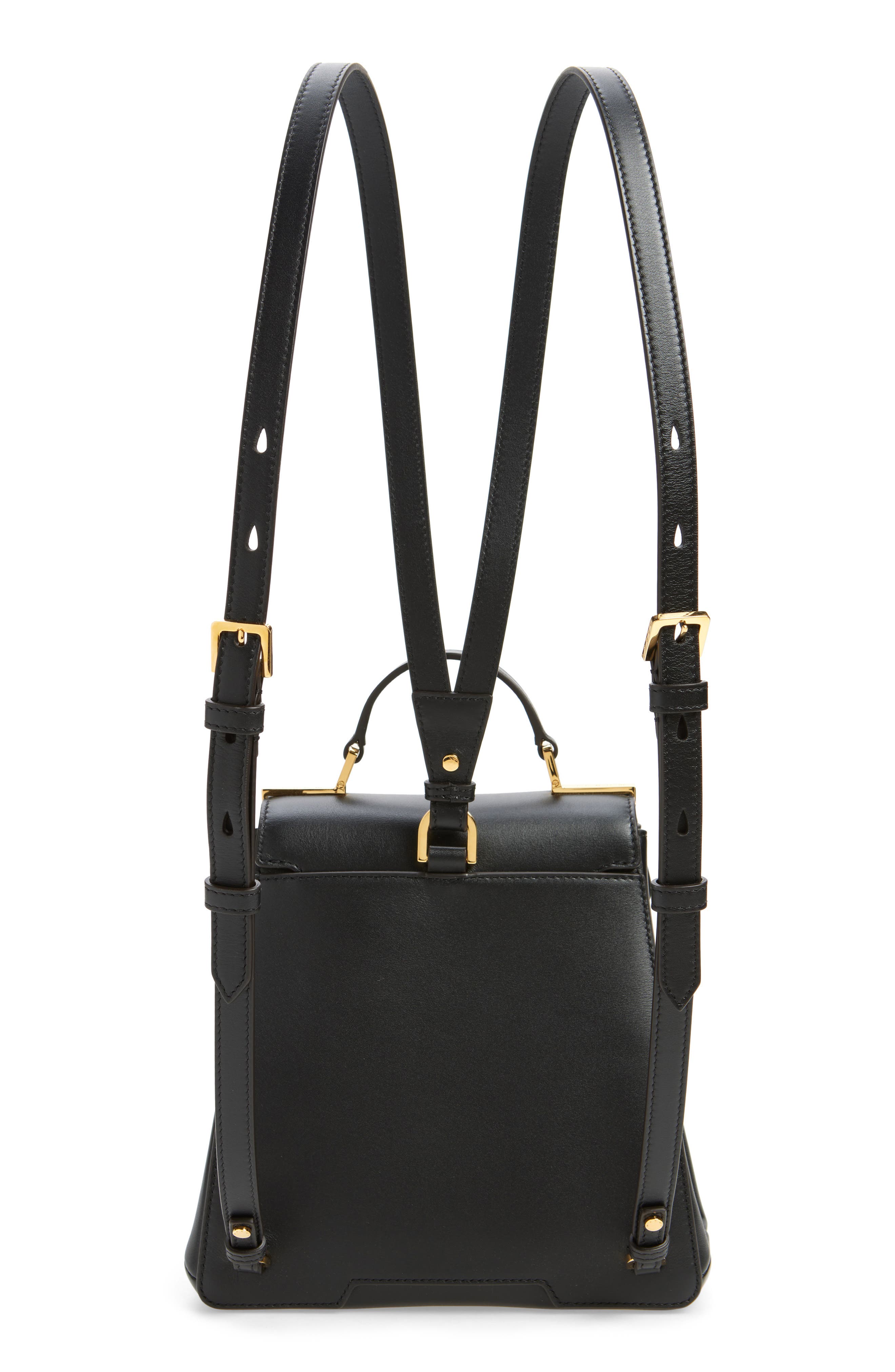 Marni Trunkaroo Leather Backpack, Alternate, color, Black