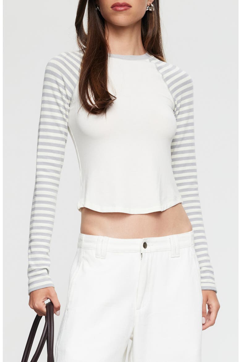 Bloom Striped Baseball T-Shirt, Main, color, VANILLA CLOUD STRIPE