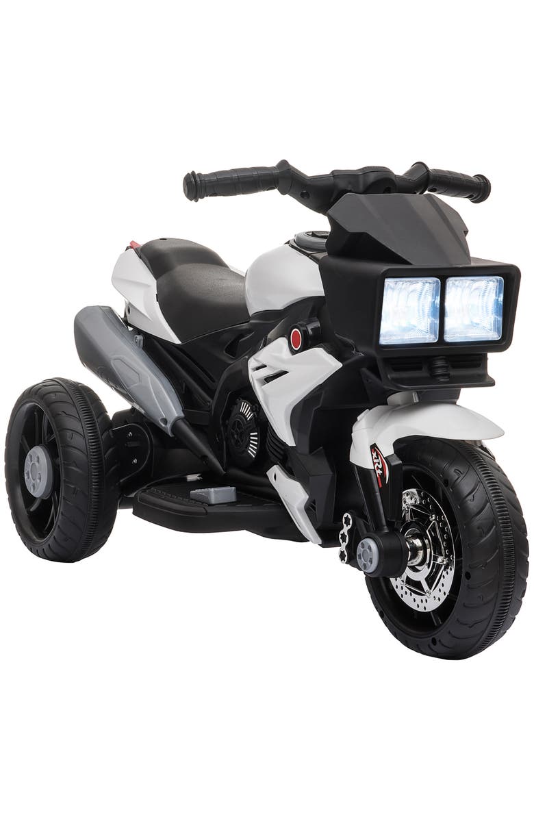 Aosom 6V Kids Electric Motorcycle, Dirt Bike Style, Music, Horn, Headlights, Main, color, White
