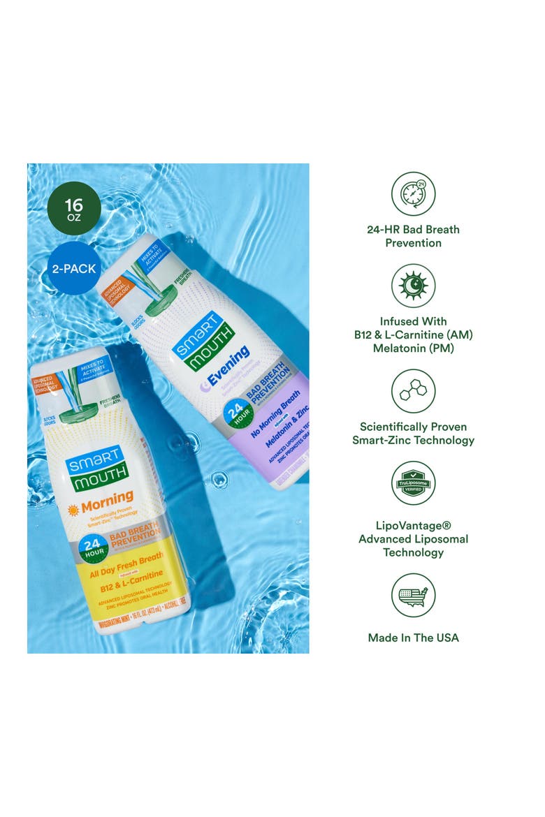 Advanced Liposomal Morning Evening Mouthwash Bundle Alcohol Free 16 fl oz Each, Alternate, color, Mint and Lavender