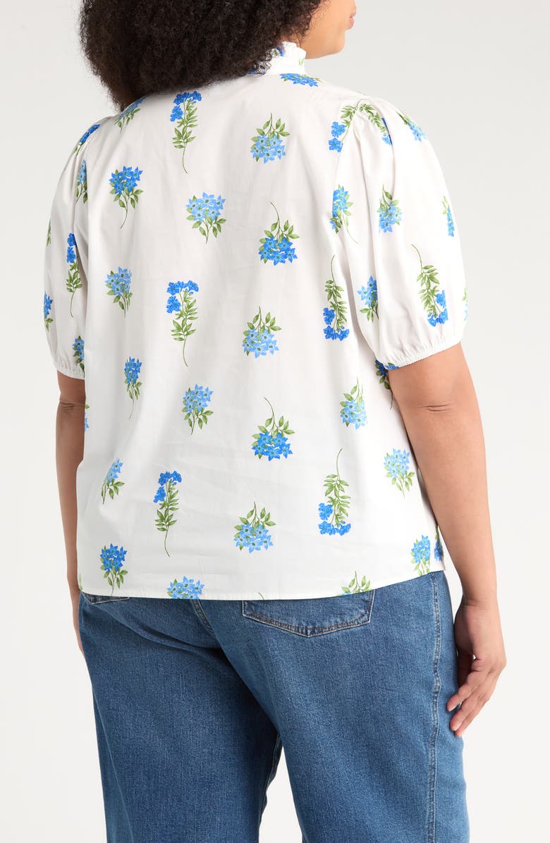 SUGARLIPS Jillian Floral Print Ruffle Top, Alternate, color, White/ Blue/ Green