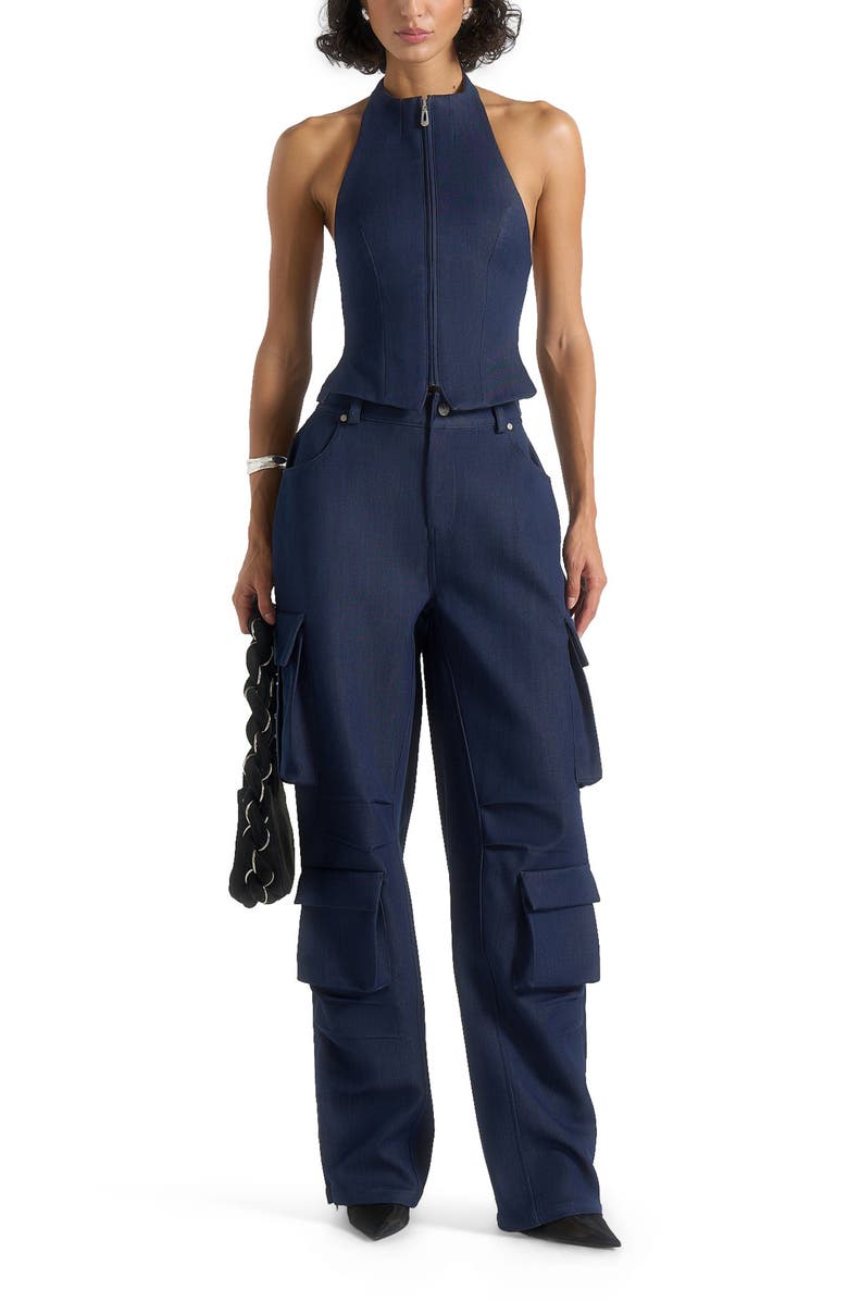 Manière De Voir Claudette Halterneck Backless Top, Alternate, color, Indigo