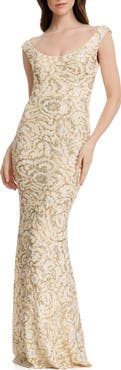 Dress the Population Josie Sequin Floral Mermaid Gown