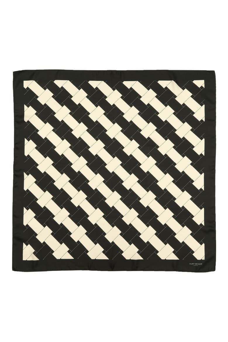 Basket Weave Large Silk Scarf, Alternate, color, BLACK