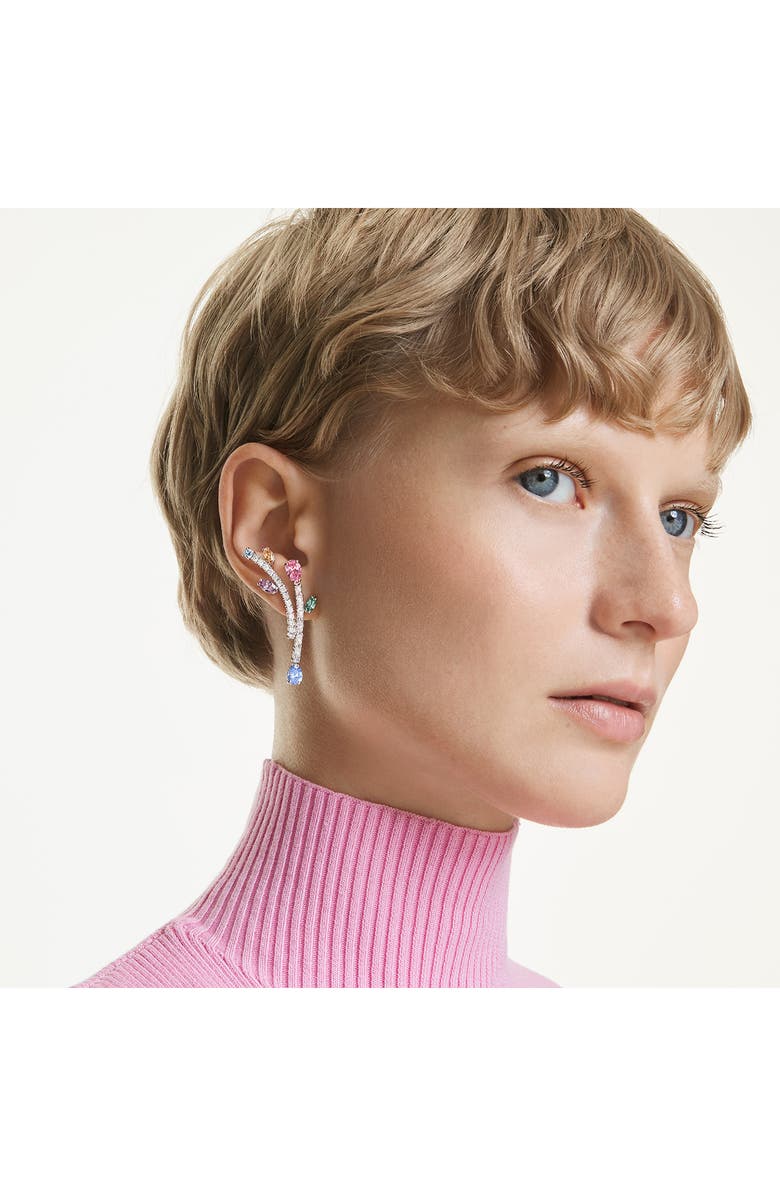 Swarovski x Ariana Grande Multicolor Crystal Drop Earrings, Alternate, color, Silver/ Multi