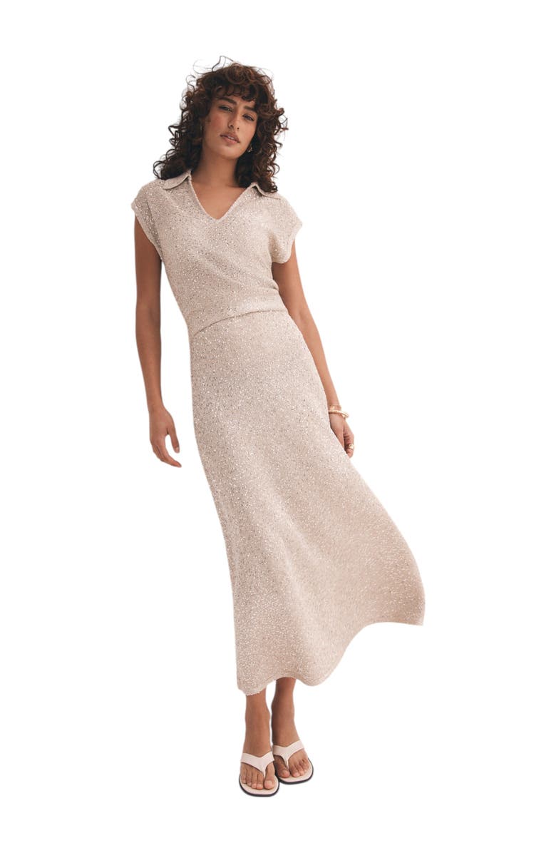 MINT VELVET Neutral Sequin Midi Dress, Main, color, Neutral